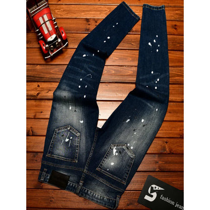 Men's Nostalgic Slim Jeans – Patched Inkjet Denim