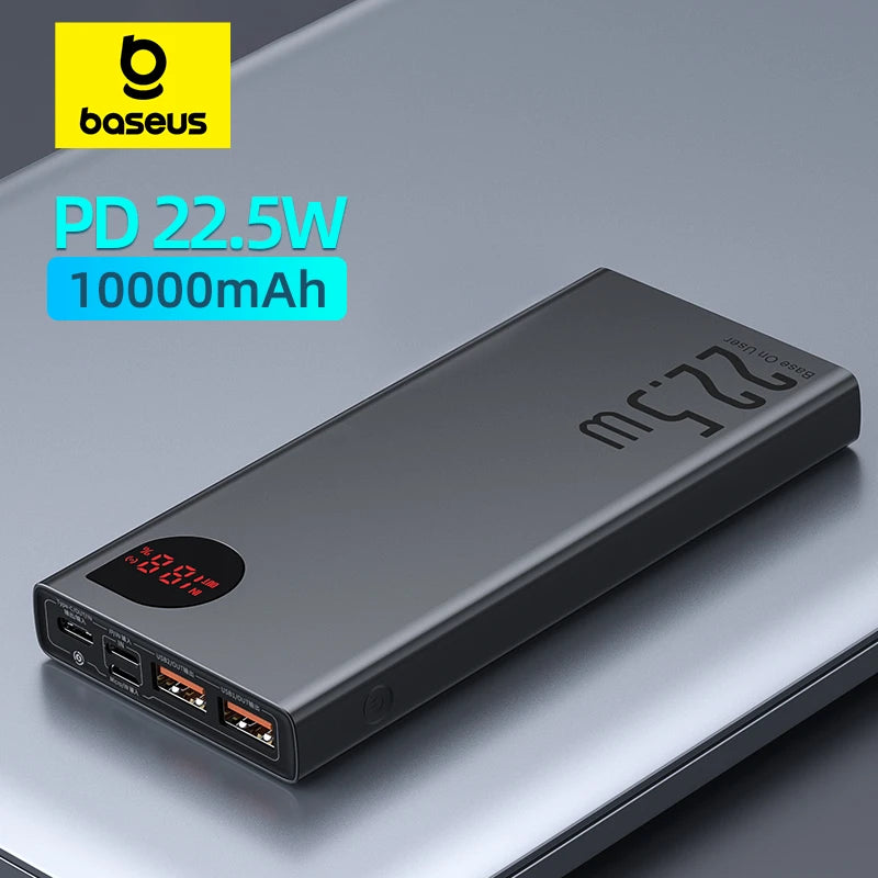 Baseus Powerbank 10000mAh mit 22,5W PD Schnellladung Powerbank Tragbares Akkuladegerät für iPhone 16 15 14 13 Pro Max Xiaomi