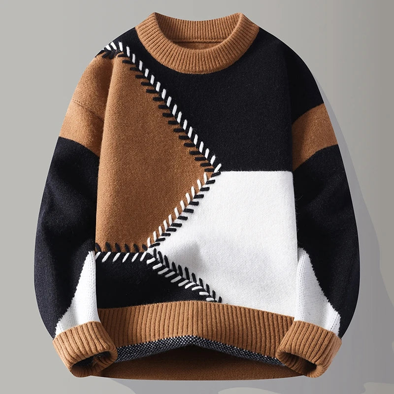 Pullover Herren 2025 Winter Buchstabenmuster dicker Pullover Herren Studenten Jugend Pullover Herbst Herren Wollpullover komplett
