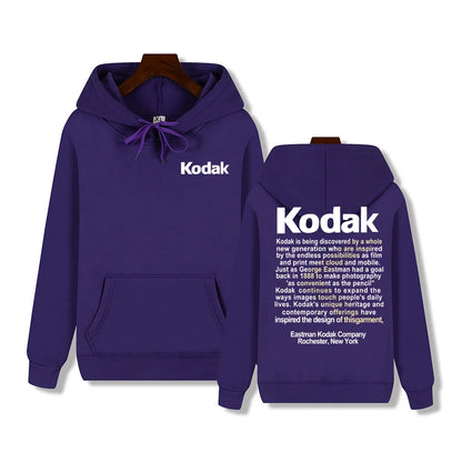 Kodak Print Fashion Men‘s Sportswear Autumn Winter Daily Street Casual Comfortable Loose Sports Hoodie
