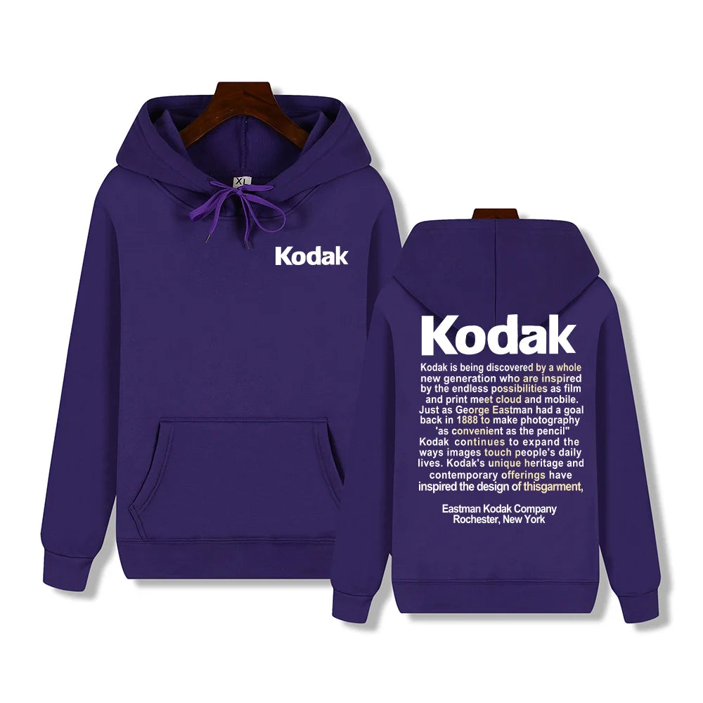 Kodak Print Fashion Men‘s Sportswear Autumn Winter Daily Street Casual Comfortable Loose Sports Hoodie