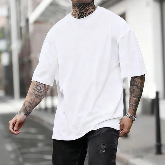 Solid Color Cotton Sports Jogging T-Shirt Casual