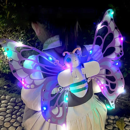 Elektrische Schmetterlingsflügel, bewegliche Elfenflügel mit Licht, Feenflügel für Kindergeburtstag, Weihnachten, Cosplay, Anzieh-Engelsflügel für Mädchen, Spielzeug