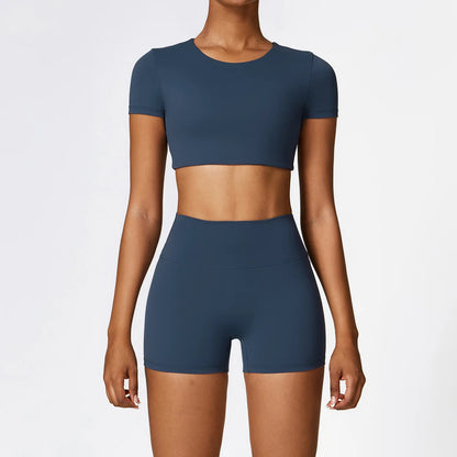 2PCS Yoga Set Women Gym Clothing Fitness Workout Set Sportswear Female Long Sleeve Crop Top High Waist Leggings Sports Suits