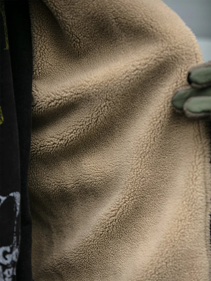 Japanische Vintage Polarfleece Jacke Herren Winter Hochwertige Dicke Jacke Koreanische Streetwear Lockeres Paar Trendiger Warmer Mantel Männlich