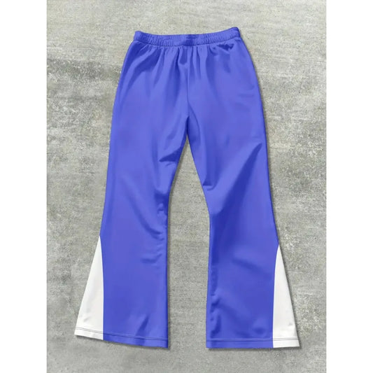 Men's Cross Print Flared Color-Block Sweatpants