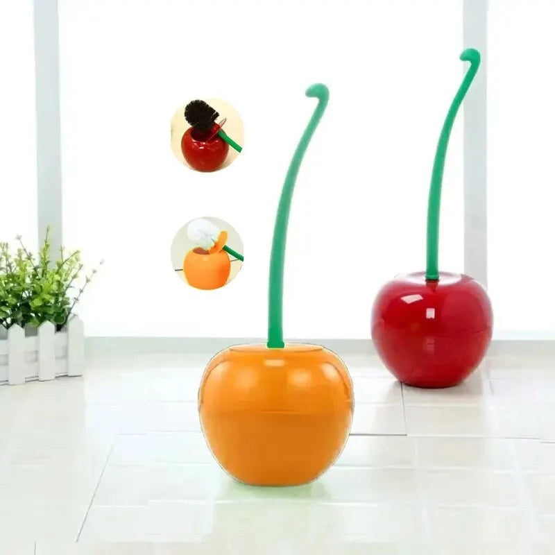 Cherry Shape Toilet Brush & Holder Set - Red