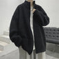 Men's Clothing Stand Collar Cardigan Knitted Casual Autumn Winter All-match Solid Color Loose Spliced Stylish Zipper Sweaters