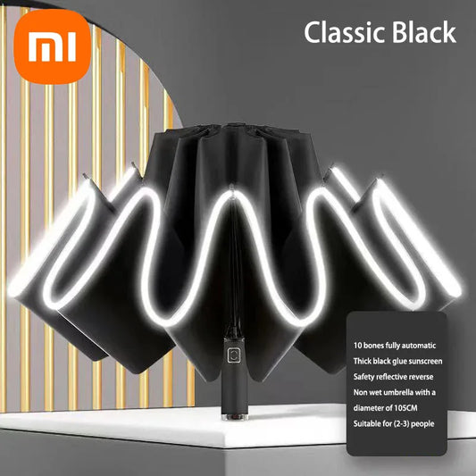 Xiaomi Umbrella Windproof Strong With Reflective Stripe Reverse Automatic Fold Umbrella UV Umbrella Insulation Portable Parasol - Teglex