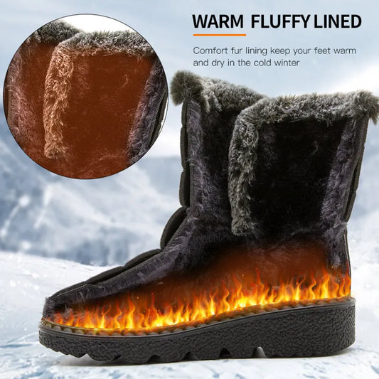 Women's Boots 2025 Trend Winter Shoes For Woman Winter Boots Ankle Low Heels Waterproof Snow Boots With Fur Shoes
