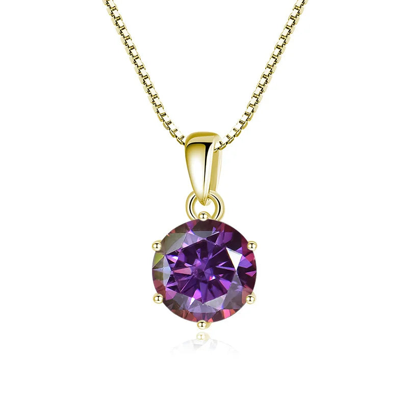 JoyceJelly 1 CT Real Moissanite Pendant Necklace For Women Royal Blue Color Moissanite 925 Sterling Silver Wedding Fine Jewelry
