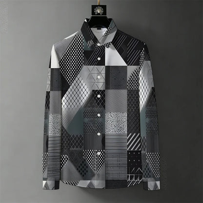 Teglex Men's Wrinkle-Free Color-Block Long Sleeve Shirt