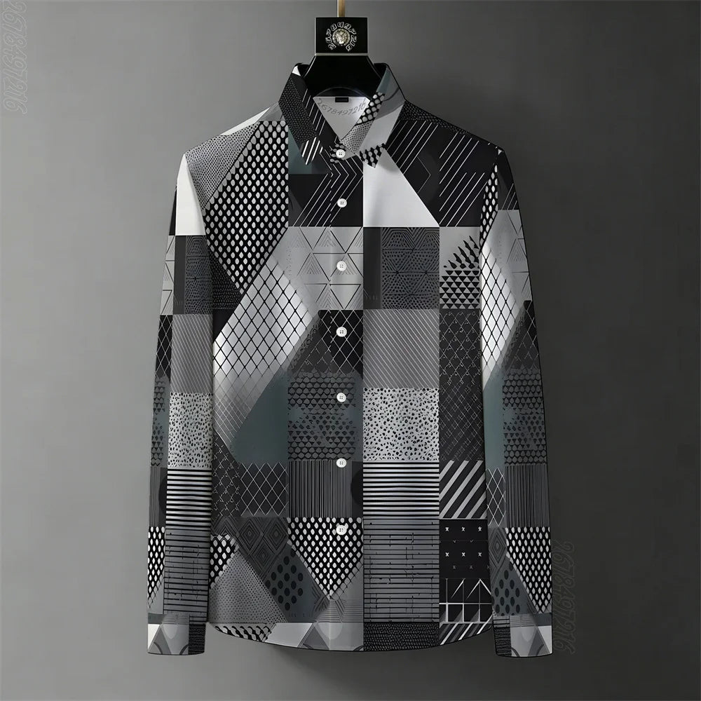 Teglex Men's Wrinkle-Free Color-Block Long Sleeve Shirt
