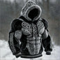 Men's Casual Sports Hoodie Fleece Lined Chest Muscle Print Long Sleeve Loose Fit Polyester Fiber Digital Print Hooded Sweatshirt