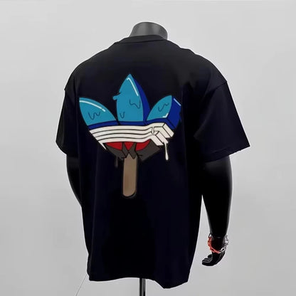 2025 Neuer Sommer Trend Marke Rundhals Kurzarm T-Shirt mit hochwertigem Markendruck Kurzarm Vielseitiger Stil schlicht