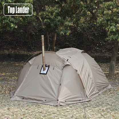 Fireproof 2 Person Winter Tent Hot Tent Waterproof Tunnel Dome Tent with Stove Jack and Snow Skirt for Camping Hiking 4 Season
