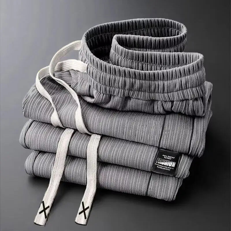 Men's Summer Casual Pants Ice Silk Loose Thin Straight Leg Sport Long Cool Feeling Breathable Comfortable Polyester Fiber