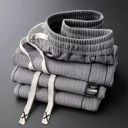 Men's Summer Casual Pants Ice Silk Loose Thin Straight Leg Sport Long Cool Feeling Breathable Comfortable Polyester Fiber