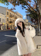 Lautaro Autumn Winter Oversized Loose Casual Luxury Soft Thick Warm Hairy Faux Fox Fur Coat Women Long Sleeve Fluffy Jacket 2024