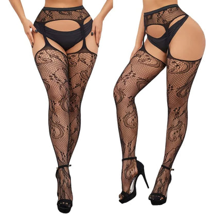 Plus Size Fishnet Garter Belt Bodysuit Tights XXL