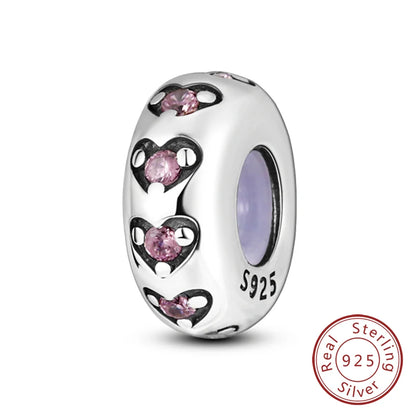 Charm 925 Sterling Silver Pink Pendant Charm Fit Original Charm Bracelet Necklace Beads DIY Jewerlry Accessories
