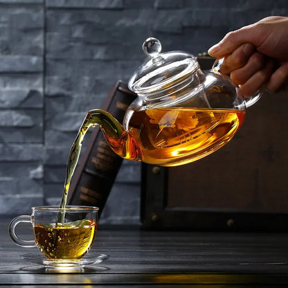 400ml/1000ml Filterbare Hitzebeständige Verdickte Glas-Teekanne Aus Hochborosilikatglas Blütenteekanne Beheizbares Glas-Teeservice