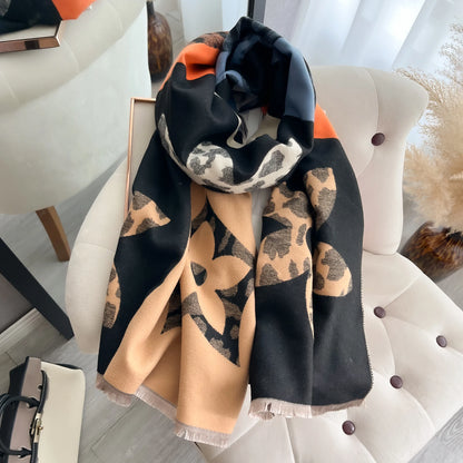 Laest Design Elegant Pashmina Shawl Imitation Cashmere Jacquard Pattern Scarves Winter Collocation Thickened Warm Scarf Shawl