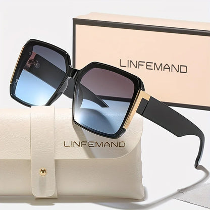 LINFEMAND Fashion Large Frame Decoration Glasses for Women UV400 Sunglasses Set Summer Dance Party Holiday Gift