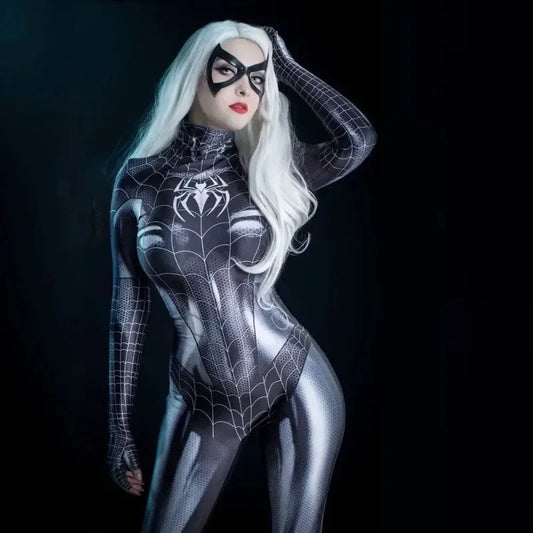 Black Cat Spider-Woman Cosplay Bodysuit Print Casual