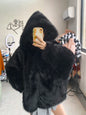 Nerazzurri Herbst Winter Oversized Weiß Schwarz Warmer Zotteliger Kunstpelzmantel Damen mit Kapuze Locker Lässig Flauschige Jacke 2023