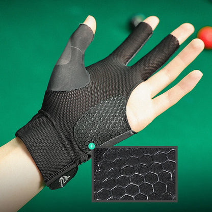 Offene Finger Billardhandschuhe Atmungsaktives Polyester Snooker-Poolhandschuhe Verstellbarer Klettverschluss Glatt Weich Leicht Amateurtraining