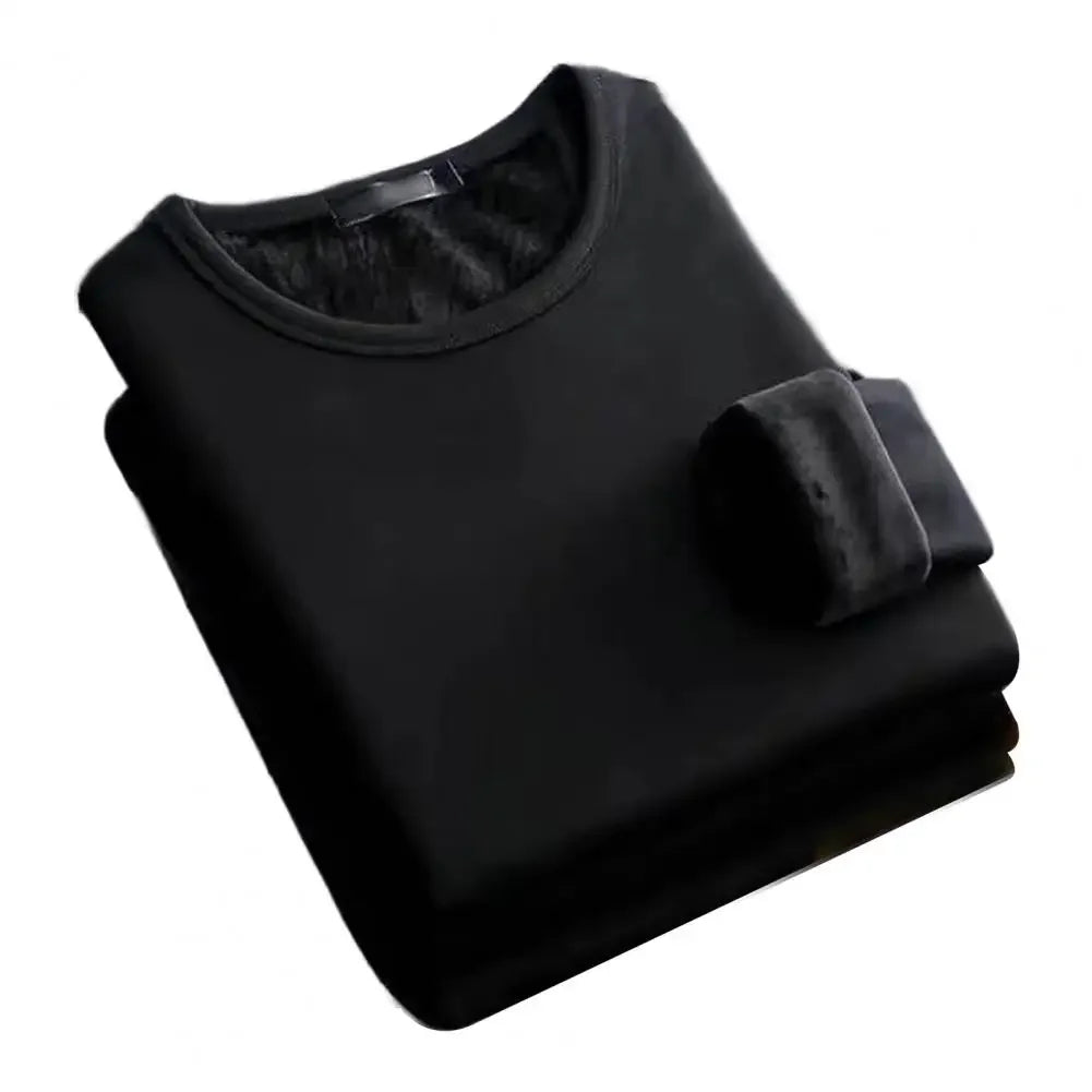 Winter Men Thickening Velvet Warm Tops Men's Long-sleeved Thermal Underwer Male Round Neck Fashion T-shirt