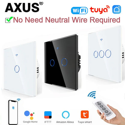 AXUS EU WLAN Smarte Lichtschalter Touch-Schalter RF433 Kein Neutralleiter Smart Home Life Tuya App Steuerung Unterstützt Alexa Google Home