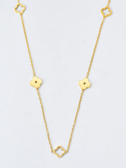 Japan and South Korea style simple stainless steel four-leaf clover plum blossom interlocking pendant necklace for daily wear