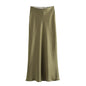 Willshela 2024 Black Satin Skirt Woman High Waist Elegant Long Skirts For Women Fashion Summer Midi Skirt Office Women's Skirts