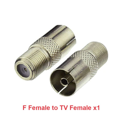 F Type to TV IEC 90 Degree Male Plug Female Jack RF Coaxial Adapter Splitter Gold Plated Connector for Cable TV Satellite TV DVR