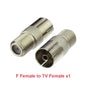 F Type to TV IEC 90 Degree Male Plug Female Jack RF Coaxial Adapter Splitter Gold Plated Connector for Cable TV Satellite TV DVR