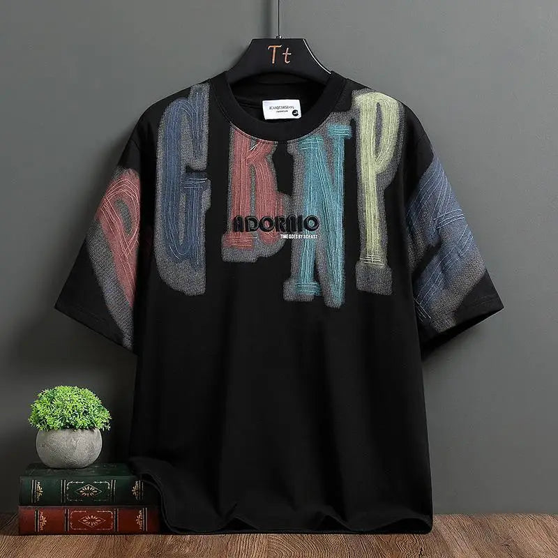 Men's Loose Print Pullover T-Shirt – Plus Size Lazy Tee