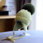 Große Pelzige Fuchs Fellball Kinder Ohrenschutz Mütze Mädchen Winter Dick Warm Plüsch Strickmütze Anti-Kälte Mütze Gorros Invierno 4m807