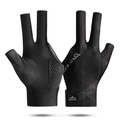 Offene Finger Billardhandschuhe Atmungsaktives Polyester Snooker-Poolhandschuhe Verstellbarer Klettverschluss Glatt Weich Leicht Amateurtraining