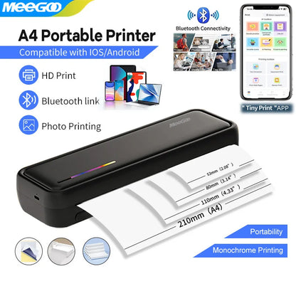 Portable A4 Bluetooth Thermal Printer for Office & Travel
