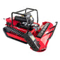 Red tracked machine with visible branding on a white background