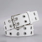 1pc Women's Belt Trend Simple Double Hole Men Belt Punk Hip Hop Rock Style Subculture Y2K Belt Punch Free Belt for Men and Women