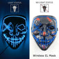 Drahtlose Neon-LED-Reinigungsmaske, im Dunkeln leuchtende Cosplay-Horrormaske, Halloween-Maskerade-Partymasken, leuchtende, lustige Verkleidung