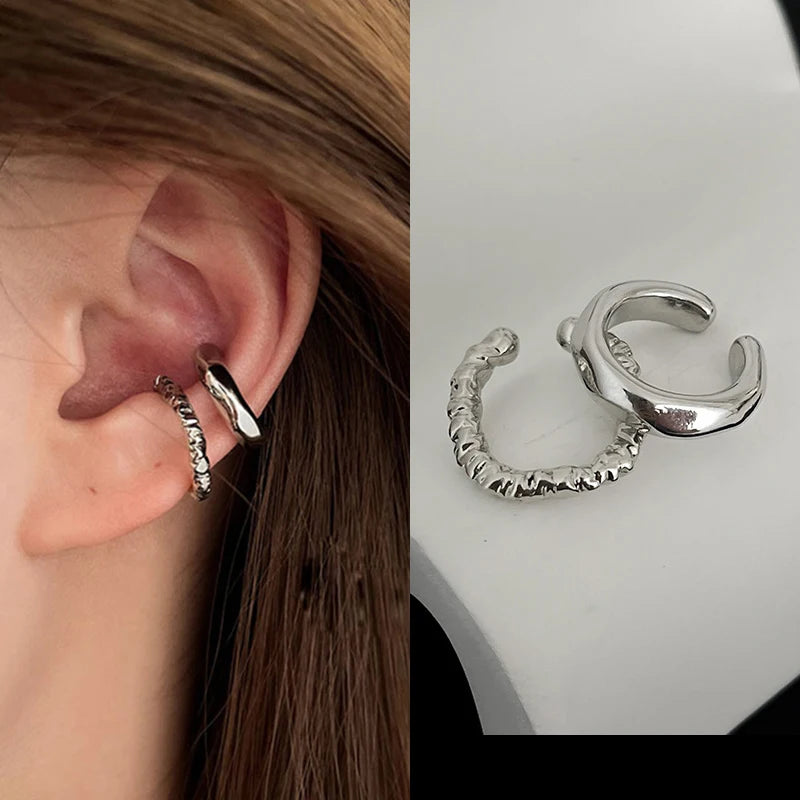 Punk Unregelmäßige Geometrische Ohrmanschetten Ohrringe für Frauen Nicht-Piercing Metall Ohrclip Ohrring Gefälschter Knorpel Mode Schmuck Party