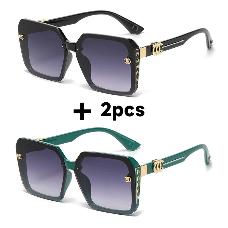 Women's Oversized UV400 Vintage Square Sunglasses