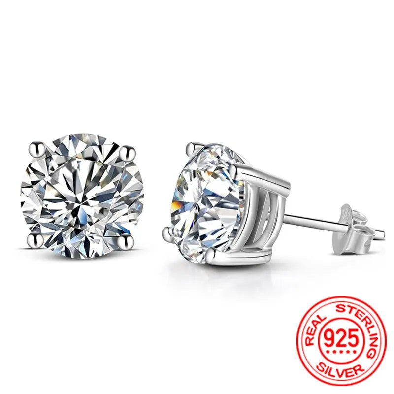 Moissanite Stud Earrings 925 Silver D Color 0.5-2ct