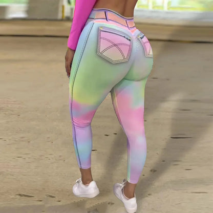 Teglex Tie-Dye Denim Leggings | High Waist Yoga