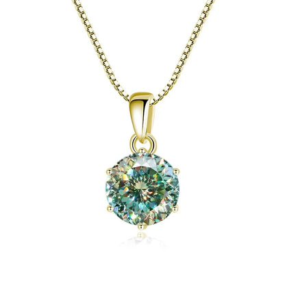 JoyceJelly 1 CT Real Moissanite Pendant Necklace For Women Royal Blue Color Moissanite 925 Sterling Silver Wedding Fine Jewelry