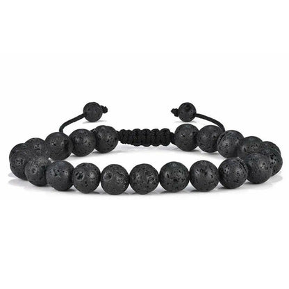 3-fach gewickeltes 8mm Natur Tigerauge Lava-Stein Schutz-Armband HANDGEMACHT Herren Geschenk